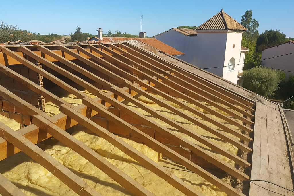 Charpente en bois rénovée par Brie Toiture Tradition à Brie-Comte-Robert